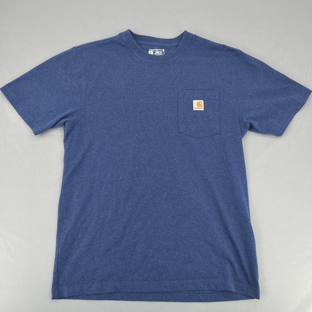 Carhartt Pocket T Shirt Mens Medium Blue Loose Fit Workwear Heavyweight - Picture 2 of 9